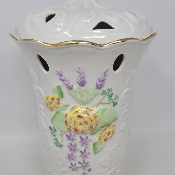 Vtg Belleek Glendarragh Vase Covered Floral Easter Limited Edition #1801 of 3350 - Picture 4 of 11